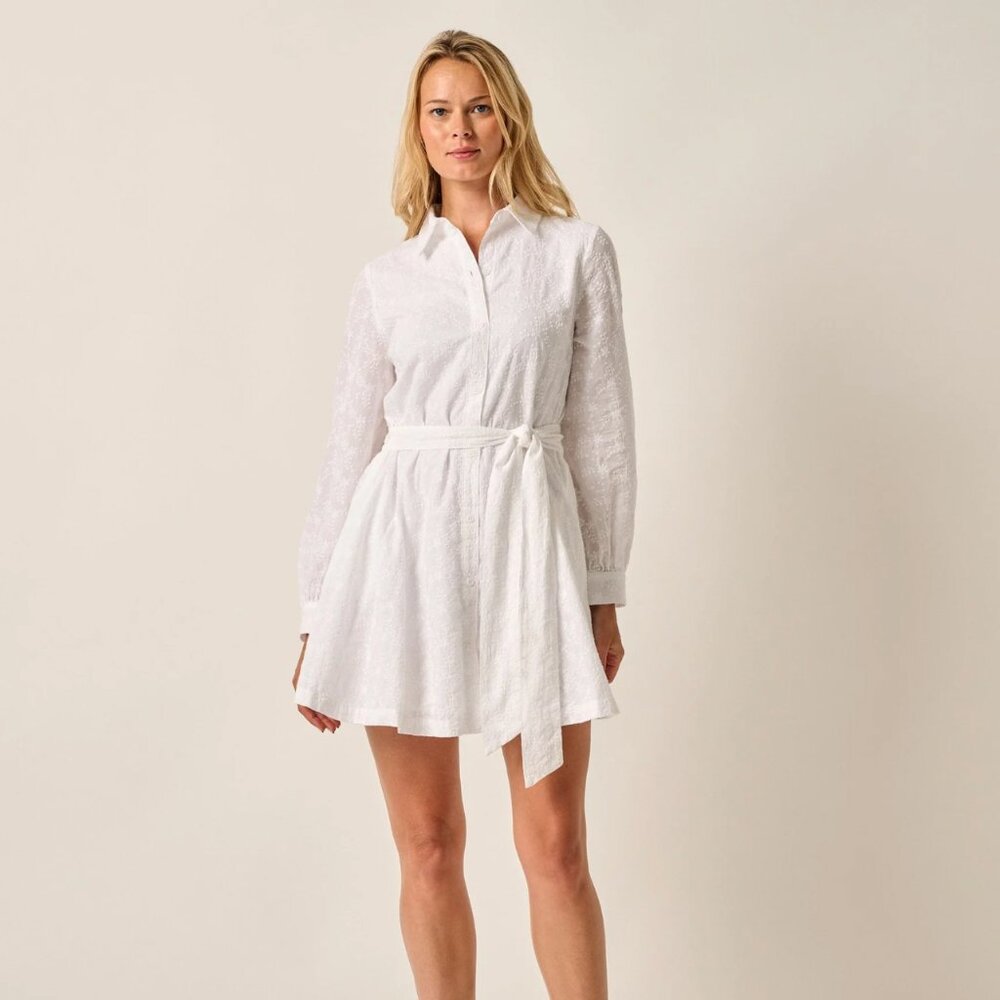 johnnie-o Jenna Embroidered Flared Shirt Dress  size XS.